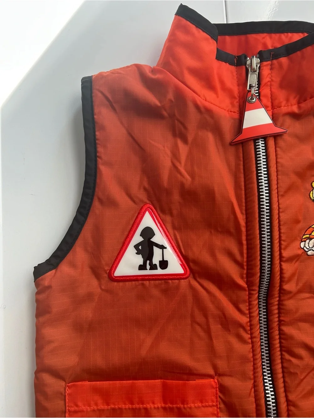 Vintage Bob the Builder Vest Size 2T Orange Fleece Lined Construction Cone Zip